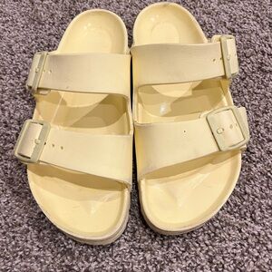 Birkenstock Eva Sandals Shoes Yellow Buckle Slip On Womens Size 38 US 7
